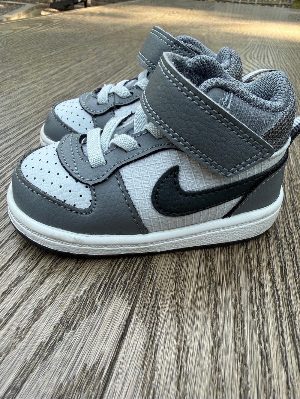 Nike infant Gray and Black High-Top Sneakers with Hook-and-Loop Strap